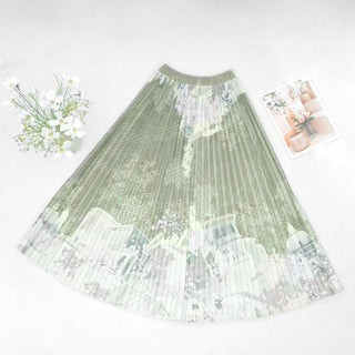 Hanami pattern pleated skirt