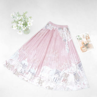 Hanami pattern pleated skirt